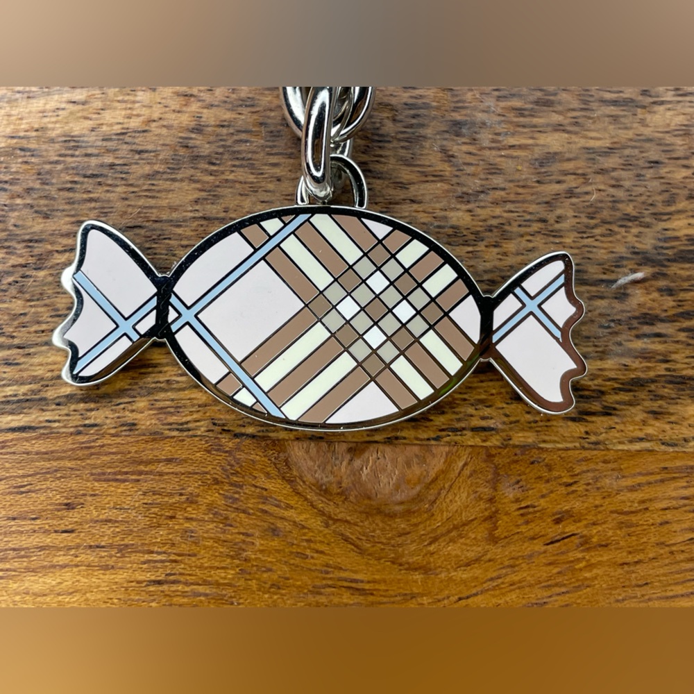 Burberry Plaid Candy Charm Keychain in Beige, White, Black - Picture 2 of 3